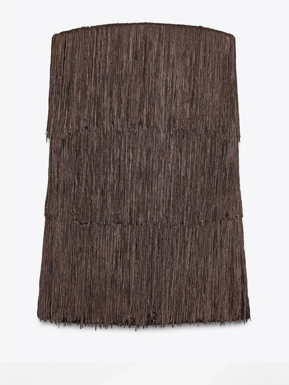 Zara Brown Strapless Fringe Mini Dress - Picture 5 of 5